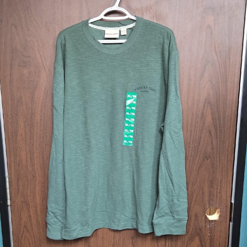 Scotch & Soda Size XL Green Long Sleeve Crew Neck Knit Shirt